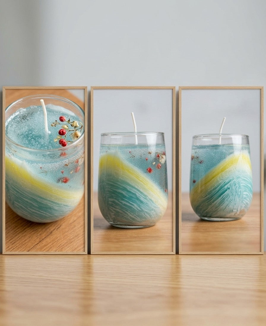 🕯️ Ocean Wave Floral Candle