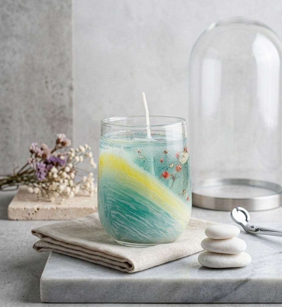 🕯️ Ocean Wave Floral Candle