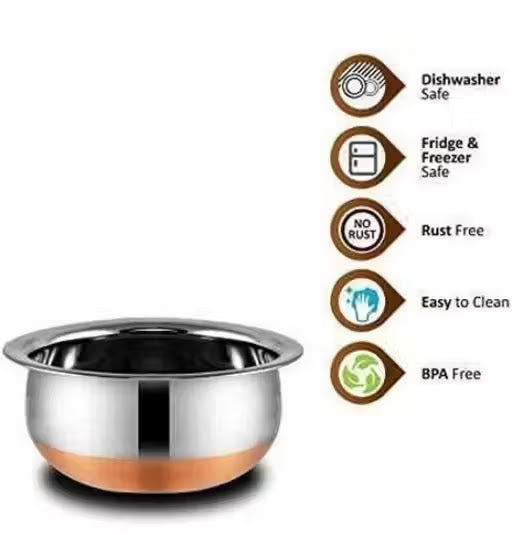 Stainless Steel Copper Bottom Handi Set with Lid – 5 Pieces