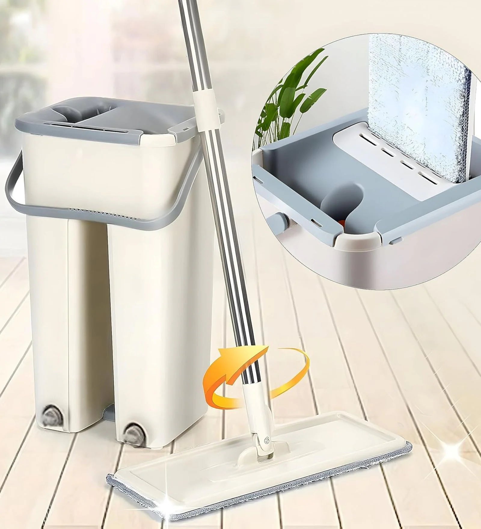 Premium 360° Flexible Floor Mop with Bucket – Smart Cleaning Made Effortless
