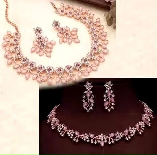 Trendy Rose Gold-Plated Necklace Set